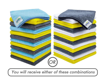 Microfiber Cleaning Cloths, 12pcs 30x30cms 220 GSM Multi-Colour! Highly Absorbent Lint and Streak Free Multi -Purpose Wash Cloth for Kitchen Window Stainless Steel Silverware